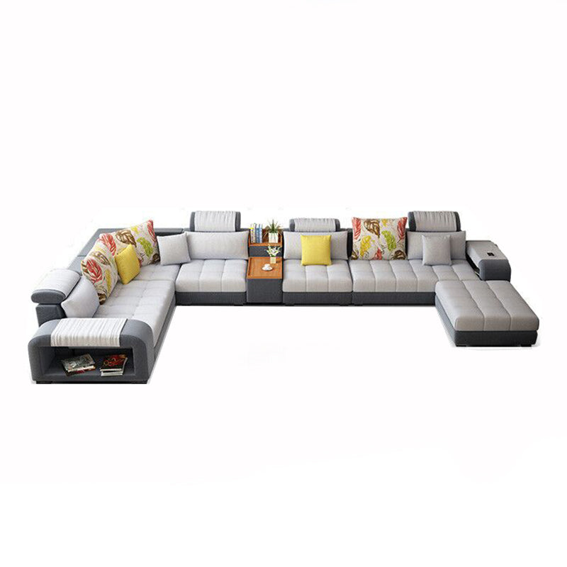 Modern Pillowed Back Cushions Sofa Tufted Sectionalwith Storage for Living Room Clearhalo 'furn' 'furn_sectionals' 'Furniture' 'furniture_sectionals' 'kitchen' 'kitchen_sectionals' 'Living Room Furniture' 'Sectionals' 4856114