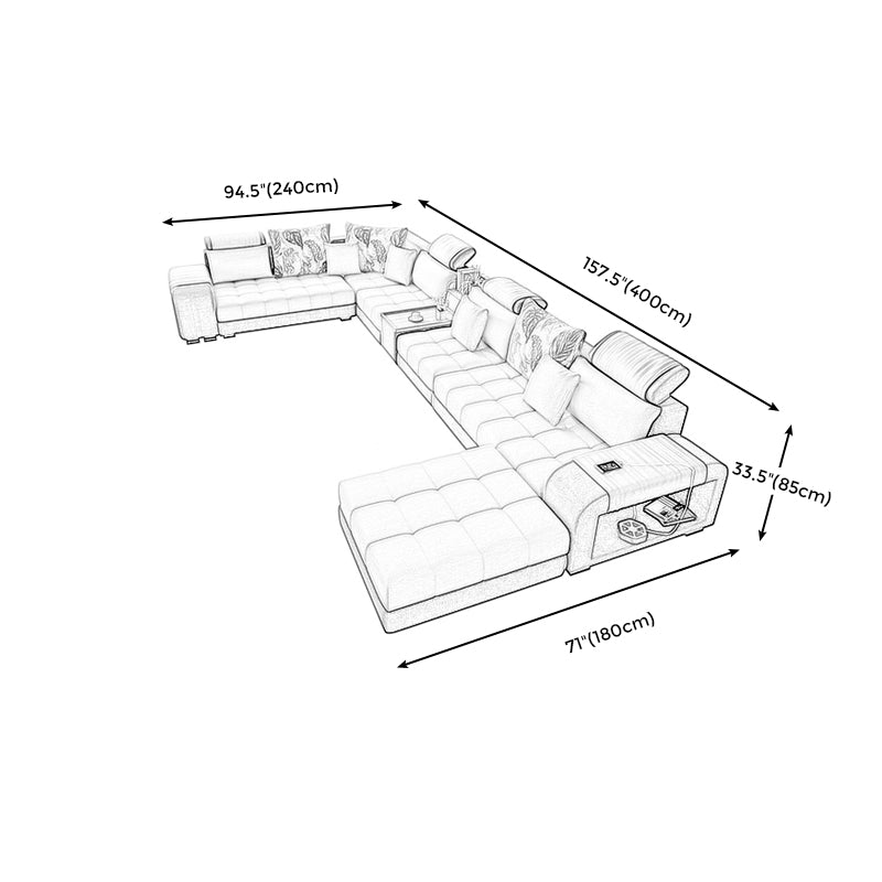 Modern Pillowed Back Cushions Sofa Tufted Sectionalwith Storage for Living Room Clearhalo 'furn' 'furn_sectionals' 'Furniture' 'furniture_sectionals' 'kitchen' 'kitchen_sectionals' 'Living Room Furniture' 'Sectionals' 4856120