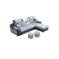 Modern Pillow Top Arm Sectionals 82.68"L x 57"W x 35.43"H High Back Sofa with Storage Dark Blue-White Faux Leather Clearhalo 'furn' 'furn_sectionals' 'Furniture' 'furniture_sectionals' 'kitchen' 'kitchen_sectionals' 'Living Room Furniture' 'Sectionals' 4856140