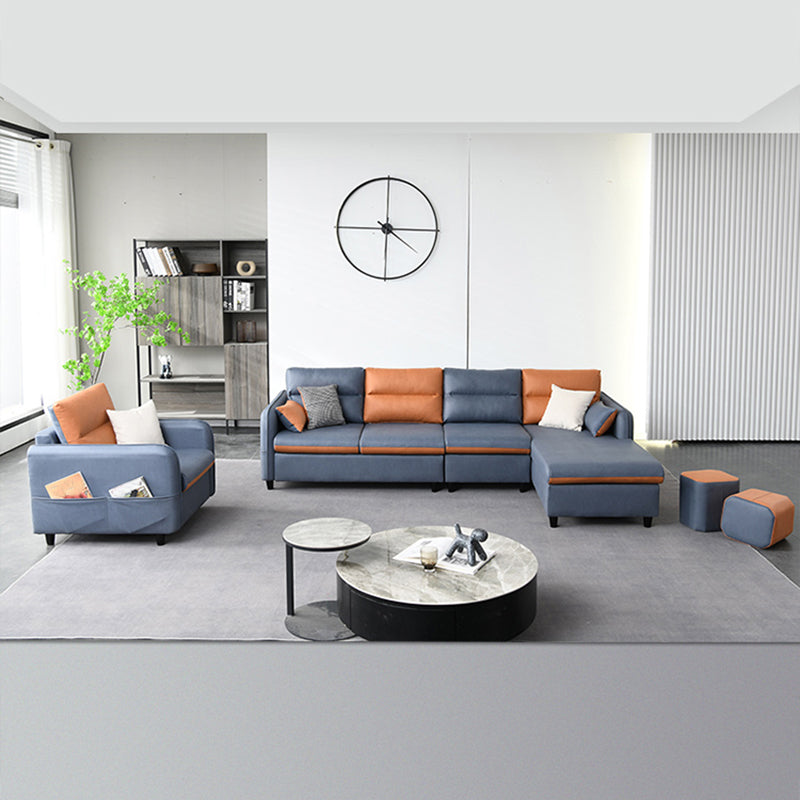 L-Shape Storage Sectional Stain-Resistant Sofa with Chaise for Four People Clearhalo 'furn' 'furn_sectionals' 'Furniture' 'furniture_sectionals' 'kitchen' 'kitchen_sectionals' 'Living Room Furniture' 'Sectionals' 4856150