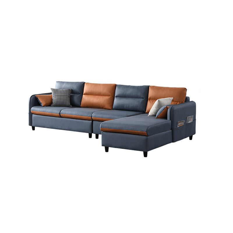 L-Shape Storage Sectional Stain-Resistant Sofa with Chaise for Four People Dark Gray Sponge Clearhalo 'furn' 'furn_sectionals' 'Furniture' 'furniture_sectionals' 'kitchen' 'kitchen_sectionals' 'Living Room Furniture' 'Sectionals' 4856154
