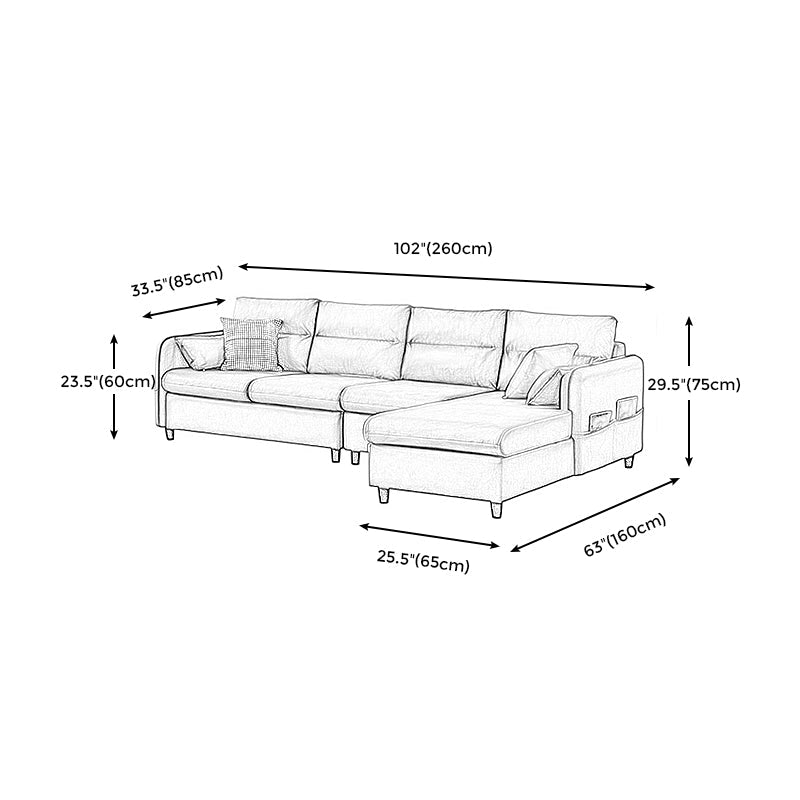 L-Shape Storage Sectional Stain-Resistant Sofa with Chaise for Four People Clearhalo 'furn' 'furn_sectionals' 'Furniture' 'furniture_sectionals' 'kitchen' 'kitchen_sectionals' 'Living Room Furniture' 'Sectionals' 4856161