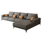 Square Arm Grey Cushion Back Contemporary Faux Leather Living Room Sofa 126"L x 71"W x 33.5"H Clearhalo 'furn' 'furn_sectionals' 'Furniture' 'furniture_sectionals' 'kitchen' 'kitchen_sectionals' 'Living Room Furniture' 'Sectionals' 4856163