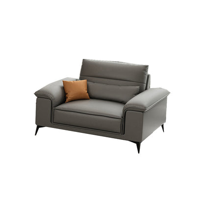 Square Arm Grey Cushion Back Contemporary Faux Leather Living Room Sofa 47"L x 37"W x 31.5"H Clearhalo 'furn' 'furn_sectionals' 'Furniture' 'furniture_sectionals' 'kitchen' 'kitchen_sectionals' 'Living Room Furniture' 'Sectionals' 4856164