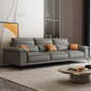 Square Arm Grey Cushion Back Contemporary Faux Leather Living Room Sofa Clearhalo 'furn' 'furn_sectionals' 'Furniture' 'furniture_sectionals' 'kitchen' 'kitchen_sectionals' 'Living Room Furniture' 'Sectionals' 4856167