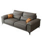 Square Arm Grey Cushion Back Contemporary Faux Leather Living Room Sofa 87"L x 37"W x 31.5"H Clearhalo 'furn' 'furn_sectionals' 'Furniture' 'furniture_sectionals' 'kitchen' 'kitchen_sectionals' 'Living Room Furniture' 'Sectionals' 4856168