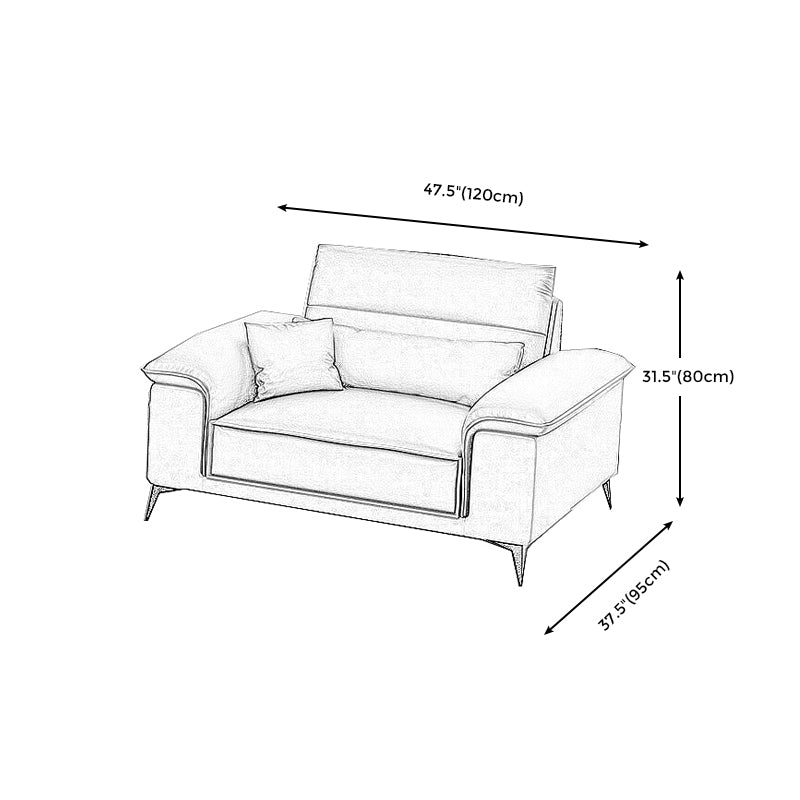 Square Arm Grey Cushion Back Contemporary Faux Leather Living Room Sofa Clearhalo 'furn' 'furn_sectionals' 'Furniture' 'furniture_sectionals' 'kitchen' 'kitchen_sectionals' 'Living Room Furniture' 'Sectionals' 4856180