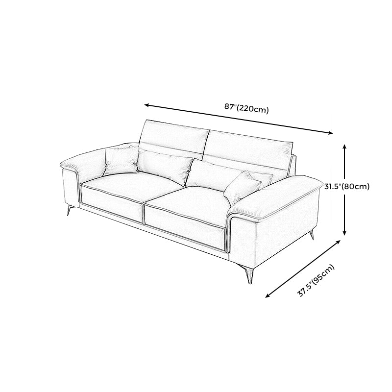 Square Arm Grey Cushion Back Contemporary Faux Leather Living Room Sofa Clearhalo 'furn' 'furn_sectionals' 'Furniture' 'furniture_sectionals' 'kitchen' 'kitchen_sectionals' 'Living Room Furniture' 'Sectionals' 4856182