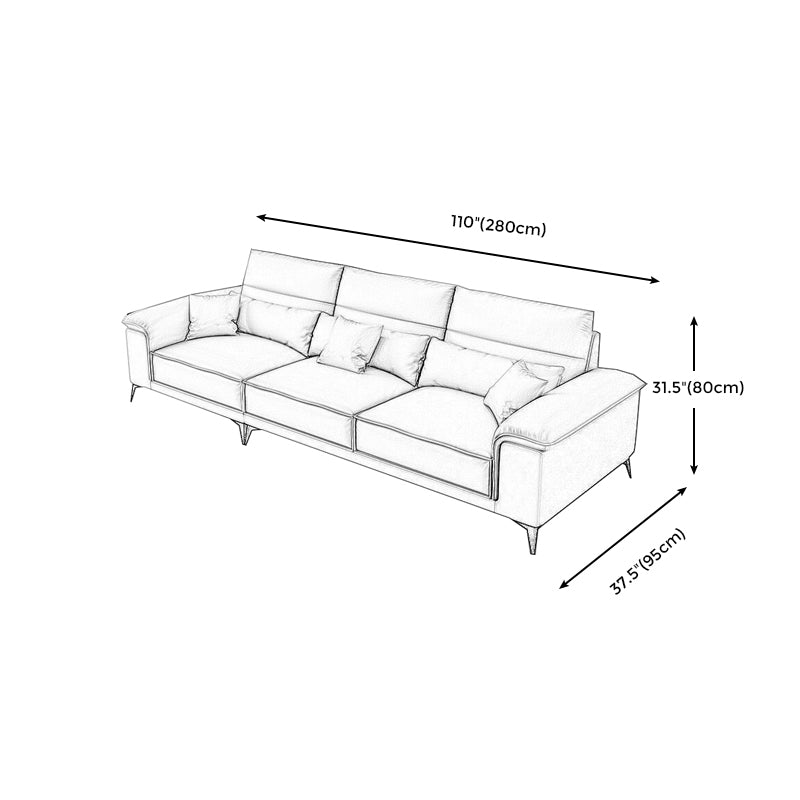 Square Arm Grey Cushion Back Contemporary Faux Leather Living Room Sofa Clearhalo 'furn' 'furn_sectionals' 'Furniture' 'furniture_sectionals' 'kitchen' 'kitchen_sectionals' 'Living Room Furniture' 'Sectionals' 4856183