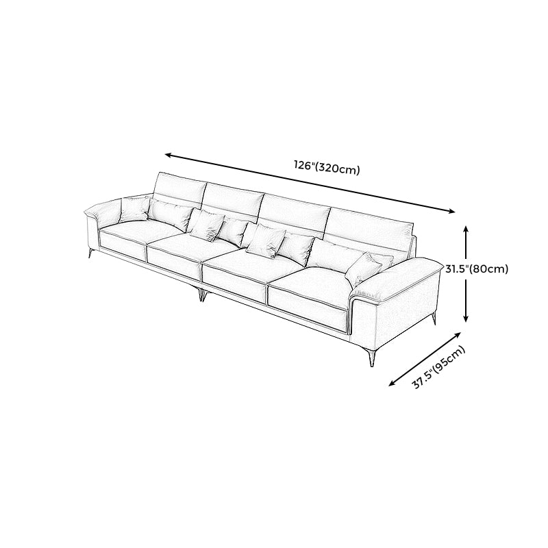 Square Arm Grey Cushion Back Contemporary Faux Leather Living Room Sofa Clearhalo 'furn' 'furn_sectionals' 'Furniture' 'furniture_sectionals' 'kitchen' 'kitchen_sectionals' 'Living Room Furniture' 'Sectionals' 4856184
