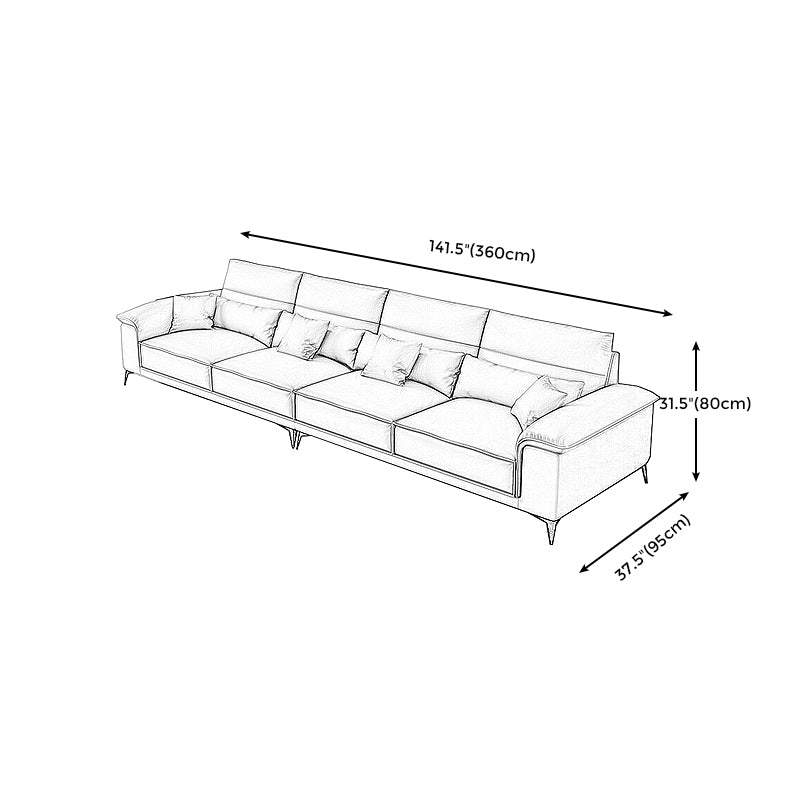 Square Arm Grey Cushion Back Contemporary Faux Leather Living Room Sofa Clearhalo 'furn' 'furn_sectionals' 'Furniture' 'furniture_sectionals' 'kitchen' 'kitchen_sectionals' 'Living Room Furniture' 'Sectionals' 4856185