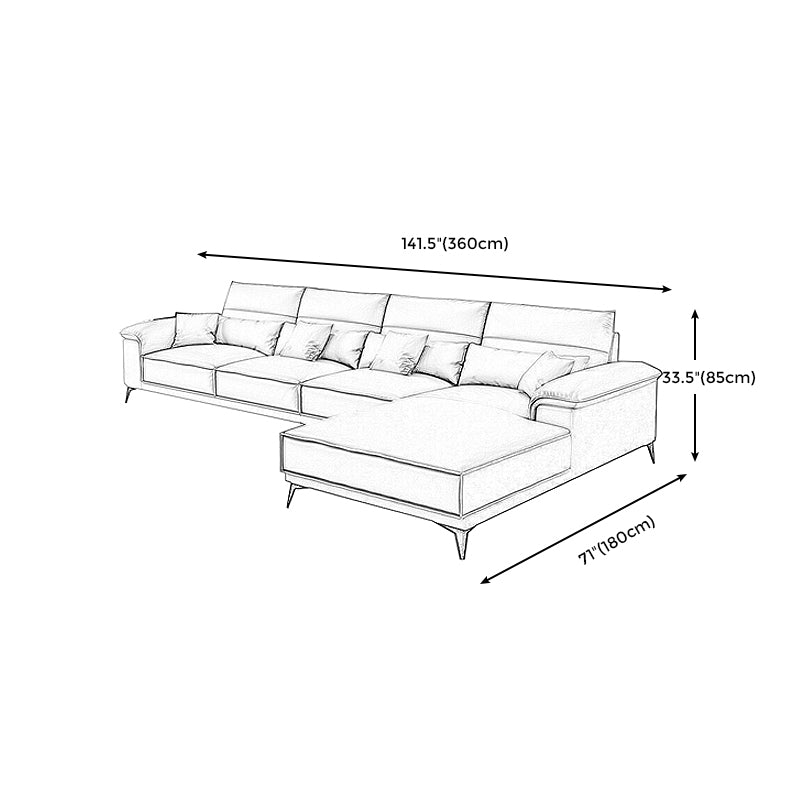 Square Arm Grey Cushion Back Contemporary Faux Leather Living Room Sofa Clearhalo 'furn' 'furn_sectionals' 'Furniture' 'furniture_sectionals' 'kitchen' 'kitchen_sectionals' 'Living Room Furniture' 'Sectionals' 4856188