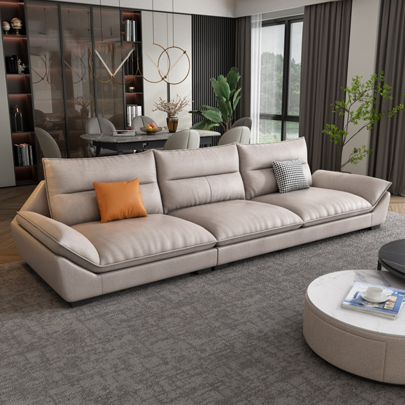 Modern Cream Cushion Back Sofa Faux Leather Living Room Sectional with Storage 102"L x 33.5"W x 35"H Sponge Clearhalo 'furn' 'furn_sectionals' 'Furniture' 'furniture_sectionals' 'kitchen' 'kitchen_sectionals' 'Living Room Furniture' 'Sectionals' 4856210