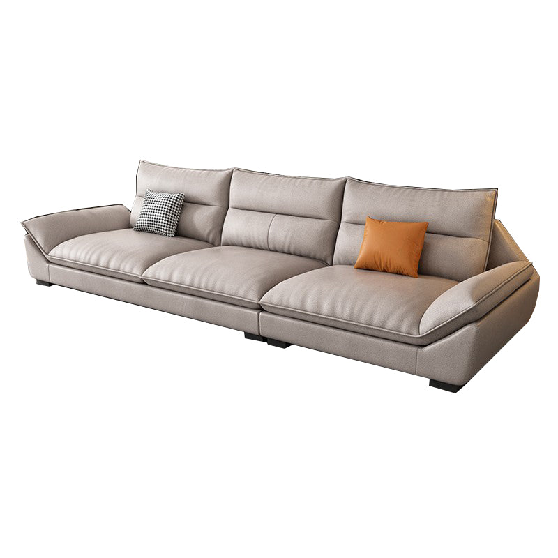 Modern Cream Cushion Back Sofa Faux Leather Living Room Sectional with Storage 102"L x 33.5"W x 35"H Latex Clearhalo 'furn' 'furn_sectionals' 'Furniture' 'furniture_sectionals' 'kitchen' 'kitchen_sectionals' 'Living Room Furniture' 'Sectionals' 4856211