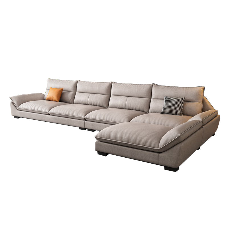 Modern Cream Cushion Back Sofa Faux Leather Living Room Sectional with Storage Clearhalo 'furn' 'furn_sectionals' 'Furniture' 'furniture_sectionals' 'kitchen' 'kitchen_sectionals' 'Living Room Furniture' 'Sectionals' 4856215