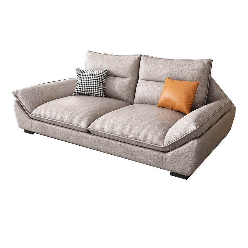 Modern Cream Cushion Back Sofa Faux Leather Living Room Sectional with Storage 75"L x 33.5"W x 35"H Clearhalo 'furn' 'furn_sectionals' 'Furniture' 'furniture_sectionals' 'kitchen' 'kitchen_sectionals' 'Living Room Furniture' 'Sectionals' 4856216