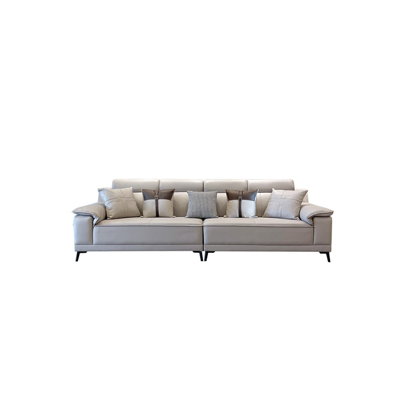 Contemporary Stain-Resistant Faux Leather Sofa Pillow Top Arm Sectional 110"L x 35.5"W x 35.5"H Smoke Gray Clearhalo 'furn' 'furn_sectionals' 'Furniture' 'furniture_sectionals' 'kitchen' 'kitchen_sectionals' 'Living Room Furniture' 'Sectionals' 4856232