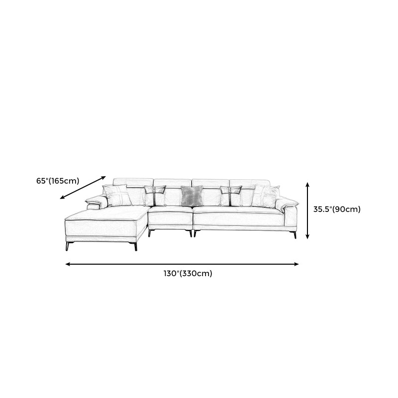 Contemporary Stain-Resistant Faux Leather Sofa Pillow Top Arm Sectional Clearhalo 'furn' 'furn_sectionals' 'Furniture' 'furniture_sectionals' 'kitchen' 'kitchen_sectionals' 'Living Room Furniture' 'Sectionals' 4856245