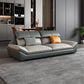 Contemporary Grey Faux Leather Sectional Pillow Top Arm Stain-Resistant Sofa and Chaise 75"L x 37"W x 35"H Latex Clearhalo 'furn' 'furn_sectionals' 'Furniture' 'furniture_sectionals' 'kitchen' 'kitchen_sectionals' 'Living Room Furniture' 'Sectionals' 4856267