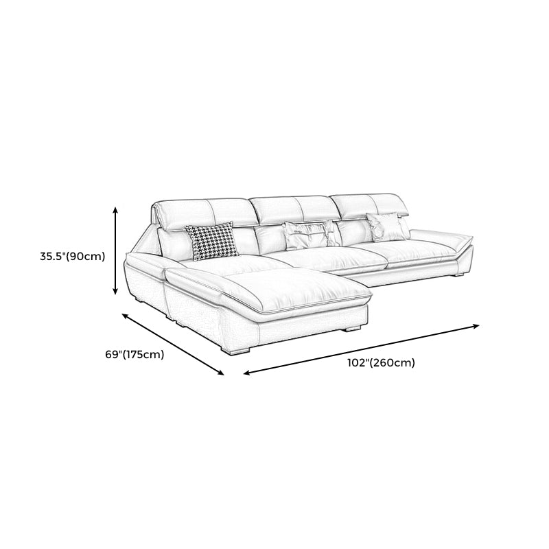 Contemporary Grey Faux Leather Sectional Pillow Top Arm Stain-Resistant Sofa and Chaise Clearhalo 'furn' 'furn_sectionals' 'Furniture' 'furniture_sectionals' 'kitchen' 'kitchen_sectionals' 'Living Room Furniture' 'Sectionals' 4856280