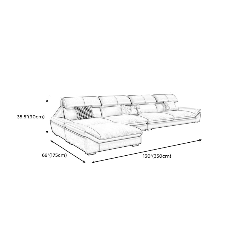 Contemporary Grey Faux Leather Sectional Pillow Top Arm Stain-Resistant Sofa and Chaise Clearhalo 'furn' 'furn_sectionals' 'Furniture' 'furniture_sectionals' 'kitchen' 'kitchen_sectionals' 'Living Room Furniture' 'Sectionals' 4856281