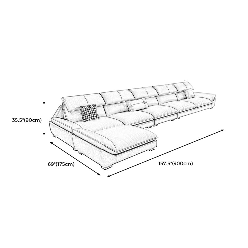 Contemporary Grey Faux Leather Sectional Pillow Top Arm Stain-Resistant Sofa and Chaise Clearhalo 'furn' 'furn_sectionals' 'Furniture' 'furniture_sectionals' 'kitchen' 'kitchen_sectionals' 'Living Room Furniture' 'Sectionals' 4856282
