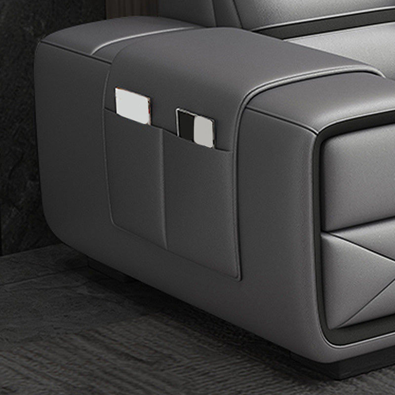 Light-grey Contemporary Sofa and Chaise L-Shape High Back Sectional Clearhalo 'furn' 'furn_sectionals' 'Furniture' 'furniture_sectionals' 'kitchen' 'kitchen_sectionals' 'Living Room Furniture' 'Sectionals' 4856294