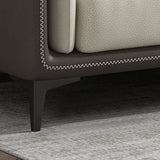 Contemporary Recessed Arm Sectional Stain-Resistant Faux Leather Sofa with Cushion Back Clearhalo 'furn' 'furn_sectionals' 'Furniture' 'furniture_sectionals' 'kitchen' 'kitchen_sectionals' 'Living Room Furniture' 'Sectionals' 4856312