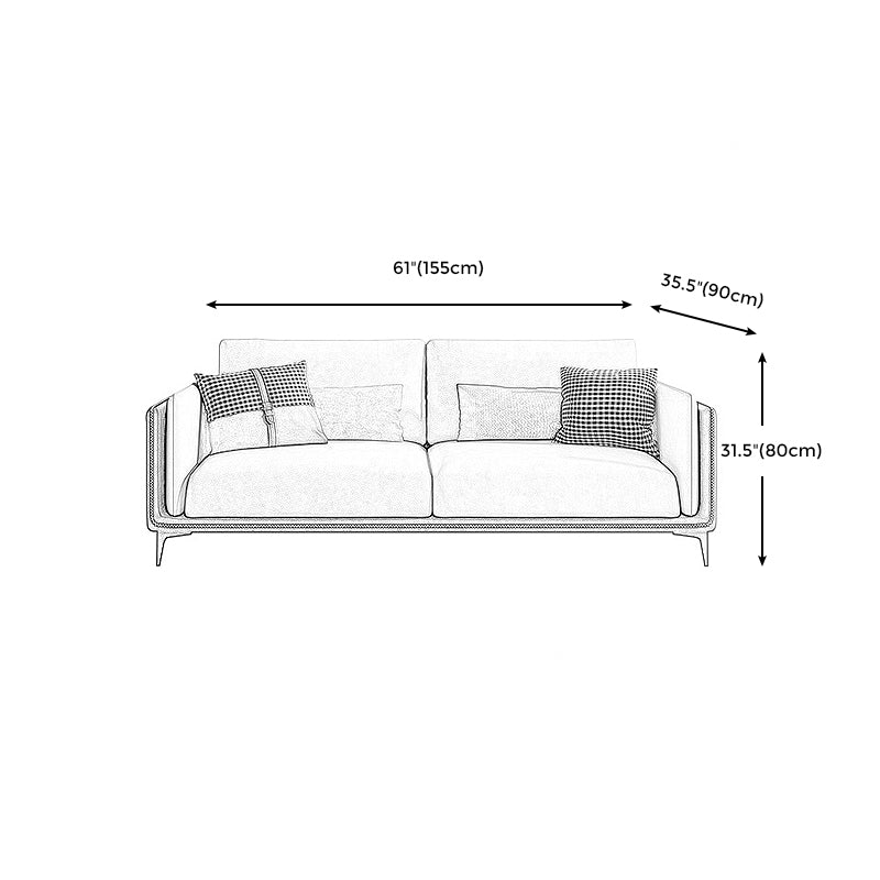 Contemporary Recessed Arm Sectional Stain-Resistant Faux Leather Sofa with Cushion Back Clearhalo 'furn' 'furn_sectionals' 'Furniture' 'furniture_sectionals' 'kitchen' 'kitchen_sectionals' 'Living Room Furniture' 'Sectionals' 4856319