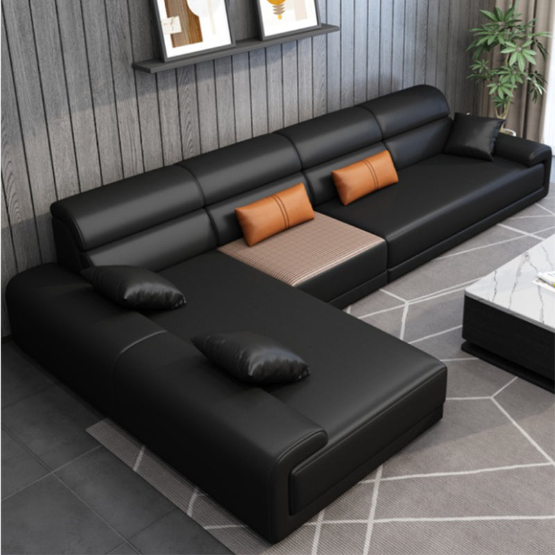 Modern Pillow Top Arm Sectionals 133.86"Lx 70.87"W x 35.43"H High Back Sofa with Chaise Black Clearhalo 'furn' 'furn_sectionals' 'Furniture' 'furniture_sectionals' 'kitchen' 'kitchen_sectionals' 'Living Room Furniture' 'Sectionals' 4856321