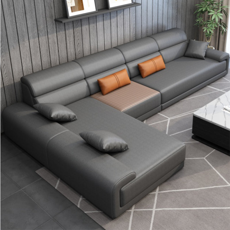 Modern Pillow Top Arm Sectionals 133.86"Lx 70.87"W x 35.43"H High Back Sofa with Chaise Light Gray Clearhalo 'furn' 'furn_sectionals' 'Furniture' 'furniture_sectionals' 'kitchen' 'kitchen_sectionals' 'Living Room Furniture' 'Sectionals' 4856322