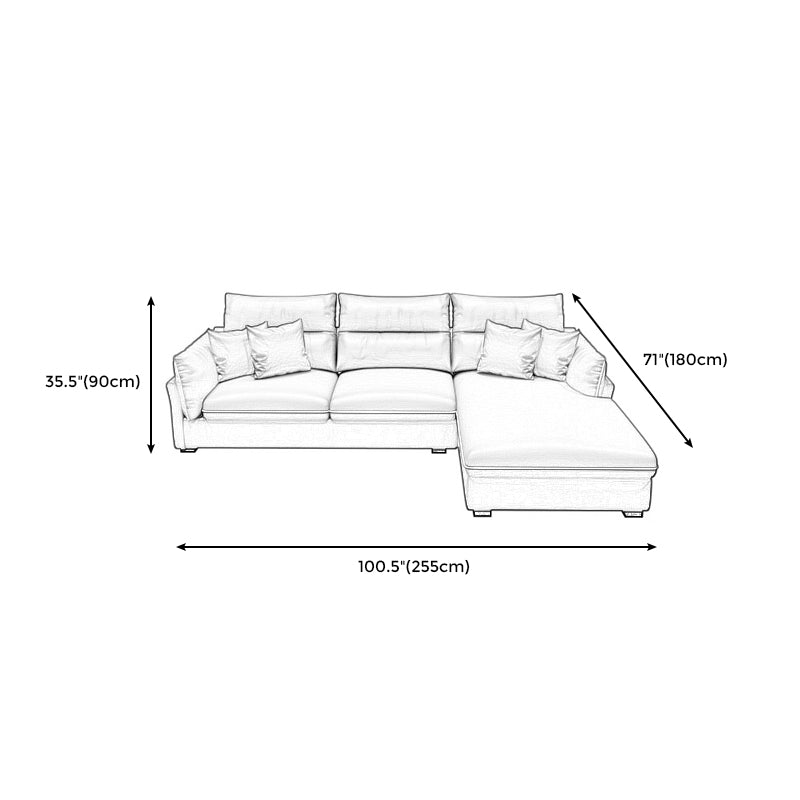 Contemporary Stain-Resistant Sectional Faux Leather Pillow Top Arm Sofa and Chaise Clearhalo 'furn' 'furn_sectionals' 'Furniture' 'furniture_sectionals' 'kitchen' 'kitchen_sectionals' 'Living Room Furniture' 'Sectionals' 4856342