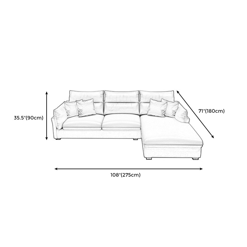 Contemporary Stain-Resistant Sectional Faux Leather Pillow Top Arm Sofa and Chaise Clearhalo 'furn' 'furn_sectionals' 'Furniture' 'furniture_sectionals' 'kitchen' 'kitchen_sectionals' 'Living Room Furniture' 'Sectionals' 4856343