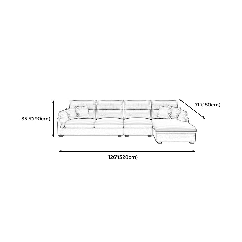 Contemporary Stain-Resistant Sectional Faux Leather Pillow Top Arm Sofa and Chaise Clearhalo 'furn' 'furn_sectionals' 'Furniture' 'furniture_sectionals' 'kitchen' 'kitchen_sectionals' 'Living Room Furniture' 'Sectionals' 4856344