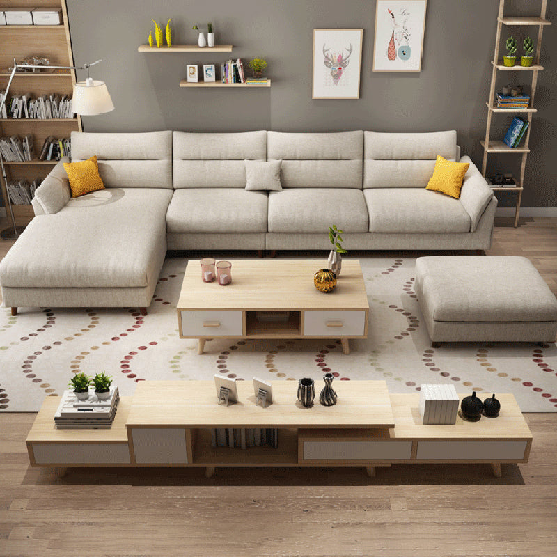 Pillowed Back Cushions Sofa and Chaise 4-Seat Sectional with Storage Clearhalo 'furn' 'furn_sectionals' 'Furniture' 'furniture_sectionals' 'kitchen' 'kitchen_sectionals' 'Living Room Furniture' 'Sectionals' 4856350