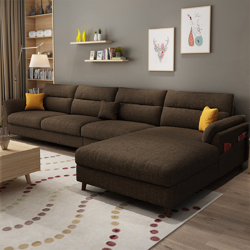 Pillowed Back Cushions Sofa and Chaise 4-Seat Sectional with Storage Coffee Clearhalo 'furn' 'furn_sectionals' 'Furniture' 'furniture_sectionals' 'kitchen' 'kitchen_sectionals' 'Living Room Furniture' 'Sectionals' 4856351