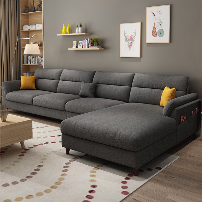 Pillowed Back Cushions Sofa and Chaise 4-Seat Sectional with Storage Dark Gray Clearhalo 'furn' 'furn_sectionals' 'Furniture' 'furniture_sectionals' 'kitchen' 'kitchen_sectionals' 'Living Room Furniture' 'Sectionals' 4856353