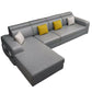 Square Arms Sectional Faux Leather/Linen Blend Sofa and Chaise for Apartment Light Gray Faux Leather Latex Clearhalo 'furn' 'furn_sectionals' 'Furniture' 'furniture_sectionals' 'kitchen' 'kitchen_sectionals' 'Living Room Furniture' 'Sectionals' 4856371