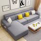 Square Arms Sectional Faux Leather/Linen Blend Sofa and Chaise for Apartment Light Gray Linen Blend Clearhalo 'furn' 'furn_sectionals' 'Furniture' 'furniture_sectionals' 'kitchen' 'kitchen_sectionals' 'Living Room Furniture' 'Sectionals' 4856372