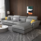 Flared Arm L-Shape Sectional Right Hand Facing Sofa and Chaise for Four People Faux Leather Light Grey Clearhalo 'furn' 'furn_sectionals' 'Furniture' 'furniture_sectionals' 'kitchen' 'kitchen_sectionals' 'Living Room Furniture' 'Sectionals' 4856380