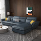 Flared Arm L-Shape Sectional Right Hand Facing Sofa and Chaise for Four People Faux Leather Dark Blue Clearhalo 'furn' 'furn_sectionals' 'Furniture' 'furniture_sectionals' 'kitchen' 'kitchen_sectionals' 'Living Room Furniture' 'Sectionals' 4856383