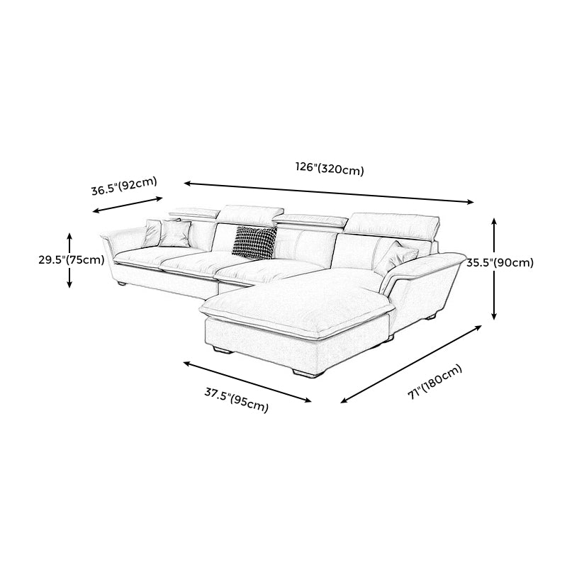 Flared Arm L-Shape Sectional Right Hand Facing Sofa and Chaise for Four People Clearhalo 'furn' 'furn_sectionals' 'Furniture' 'furniture_sectionals' 'kitchen' 'kitchen_sectionals' 'Living Room Furniture' 'Sectionals' 4856392
