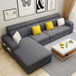 Faux Leather/Linen Square Arms Sectionals 110"L Sofa and Chaise for Living Room Dark Gray Linen Blend Clearhalo 'furn' 'furn_sectionals' 'Furniture' 'furniture_sectionals' 'kitchen' 'kitchen_sectionals' 'Living Room Furniture' 'Sectionals' 4856393