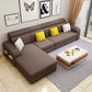 Faux Leather/Linen Square Arms Sectionals 110"L Sofa and Chaise for Living Room Coffee Linen Blend Clearhalo 'furn' 'furn_sectionals' 'Furniture' 'furniture_sectionals' 'kitchen' 'kitchen_sectionals' 'Living Room Furniture' 'Sectionals' 4856394