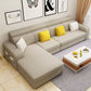 Faux Leather/Linen Square Arms Sectionals 110"L Sofa and Chaise for Living Room Off-White Linen Blend Clearhalo 'furn' 'furn_sectionals' 'Furniture' 'furniture_sectionals' 'kitchen' 'kitchen_sectionals' 'Living Room Furniture' 'Sectionals' 4856395