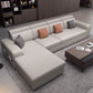 Faux Leather/Linen Square Arms Sectionals 110"L Sofa and Chaise for Living Room Off-White Faux Leather Clearhalo 'furn' 'furn_sectionals' 'Furniture' 'furniture_sectionals' 'kitchen' 'kitchen_sectionals' 'Living Room Furniture' 'Sectionals' 4856400