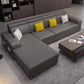 Faux Leather/Linen Square Arms Sectionals 110"L Sofa and Chaise for Living Room Dark Gray Faux Leather Clearhalo 'furn' 'furn_sectionals' 'Furniture' 'furniture_sectionals' 'kitchen' 'kitchen_sectionals' 'Living Room Furniture' 'Sectionals' 4856404
