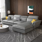 Faux Leather/Cotton-Blend Sofa and Chaise L-Shape Sectional for Four People Faux Leather Dark Gray Latex Clearhalo 'furn' 'furn_sectionals' 'Furniture' 'furniture_sectionals' 'kitchen' 'kitchen_sectionals' 'Living Room Furniture' 'Sectionals' 4856412