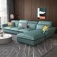 Faux Leather/Cotton-Blend Sofa and Chaise L-Shape Sectional for Four People Faux Leather Sky Blue Clearhalo 'furn' 'furn_sectionals' 'Furniture' 'furniture_sectionals' 'kitchen' 'kitchen_sectionals' 'Living Room Furniture' 'Sectionals' 4856414