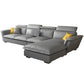 Faux Leather/Cotton-Blend Sofa and Chaise L-Shape Sectional for Four People Faux Leather Dark Gray Sponge Clearhalo 'furn' 'furn_sectionals' 'Furniture' 'furniture_sectionals' 'kitchen' 'kitchen_sectionals' 'Living Room Furniture' 'Sectionals' 4856418